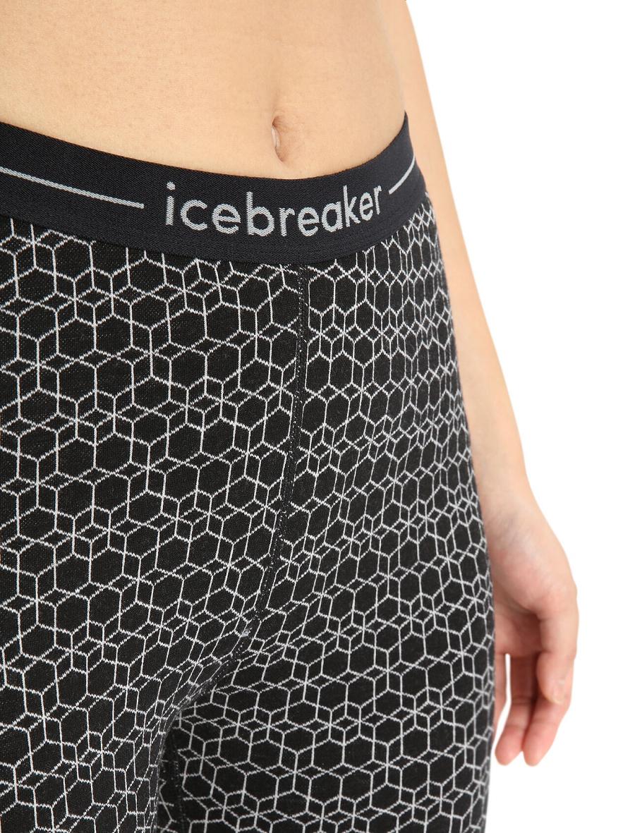 Icebreaker Merino 250 Vertex Leggings Alpine Geo Naisten Base Layers Mustat Valkoinen | FI 1846VRWD